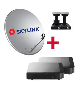 SET pro montáž SKYLINK - 2 x Kaon MZ-102, parabola 80, LNB monoblok TWIN