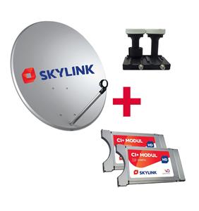 SET pro montáž SKYLINK - 2 x modul Viaccess, parabola 80, LNB monoblok TWIN