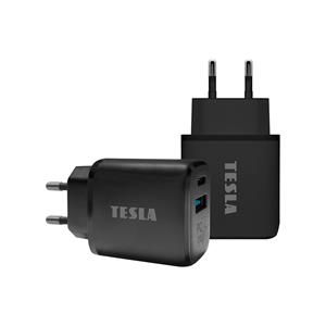 TESLA Power Charger T220 - duální rychlonabíječka 25 W PD 3.0/PPS (černá barva)