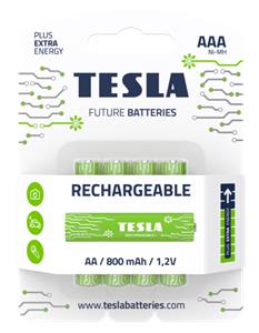 TESLA RECHARGEABLE+ AAA - alkalická baterie HR03, nabíjecí, 4ks